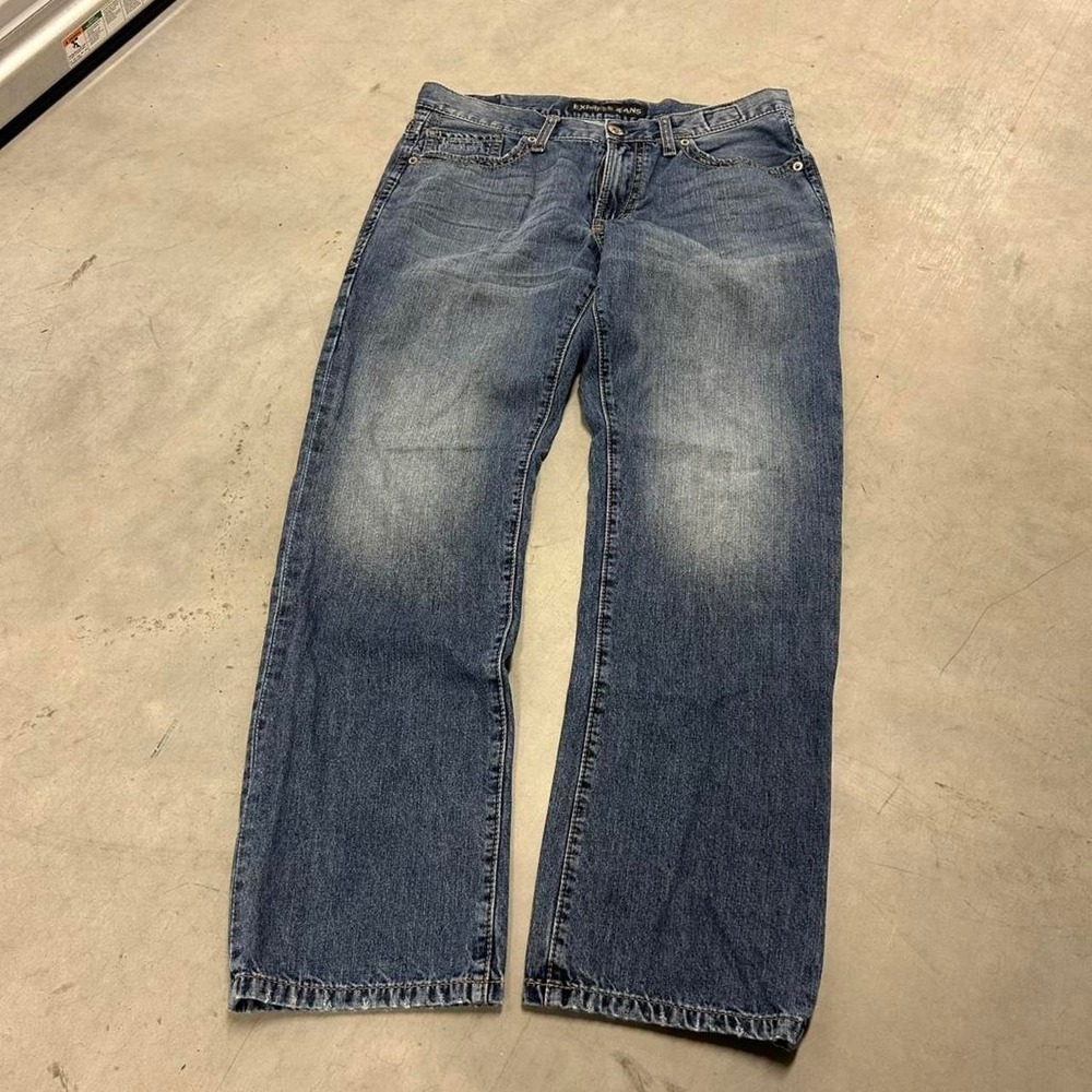Y2K Express Jeans Grunge Style Dark‎ Wash Wide Leg Jeans